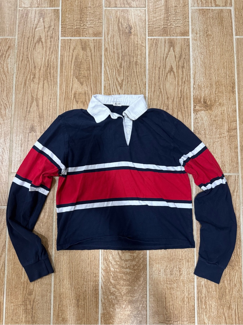 brandy melville striped cropped rugby shirt - Picture 3 of 3